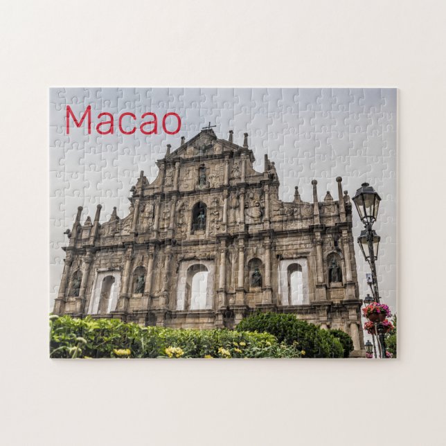Quebra-cabeça Ruína Macau da Rua. Igreja de Paul China Souvenir (Horizontal)