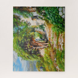 Quebra-cabeça Ruínas Antigas com Árvore Iluminada - Pintura a Ól