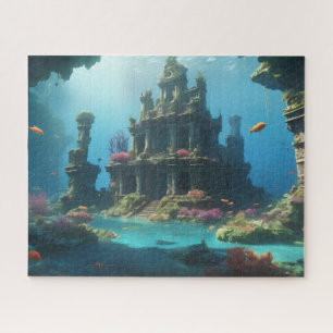 Quebra-cabeça ruínas submersas de um templo antigo