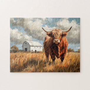 Quebra-cabeça Russo do Barno Branco da Highland Cow