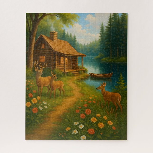 Quebra-cabeça Rustic Cabin Cozy Woodland Scene Puzzle (Vertical)