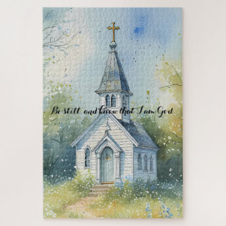 Quebra-cabeça Rustic Church Path in Wildflower Meadow