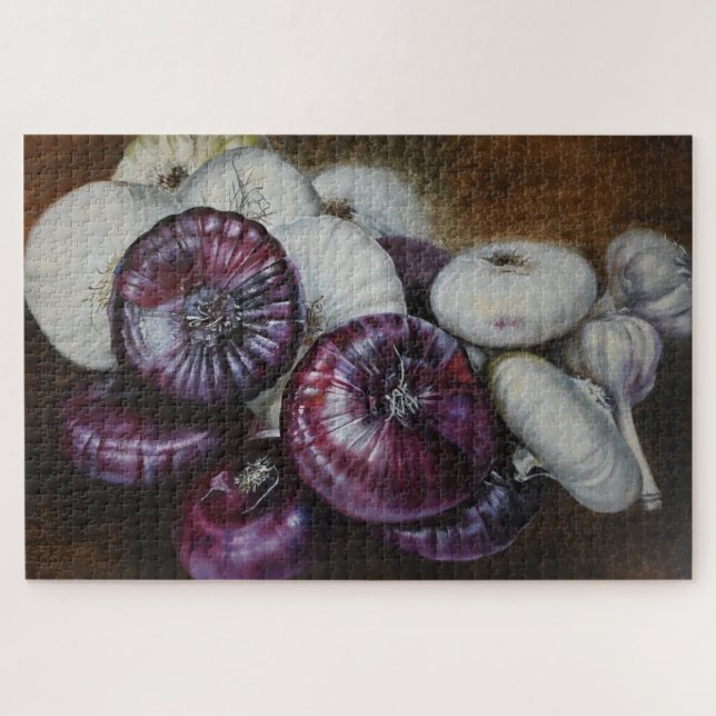 Quebra-cabeça Rustic Garlic and Onion Still Life – Fine Art (Horizontal)