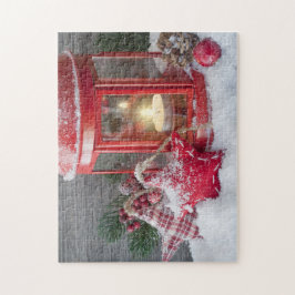 Quebra-cabeça Rustic Winter Lanterna Natal Férias Neve