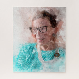 Quebra-cabeça Ruth Bader Ginsburg Smiling Watercolor Retrato T
