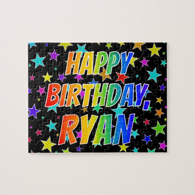 Quebra-cabeça "RYAN" First Name, Fun "HAPPY BIRTHDAY" (Horizontal)