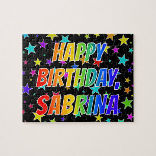 Quebra-cabeça "SABRINA" Primeiro Nome, Diversão "FELIZ ANIVERSÁR