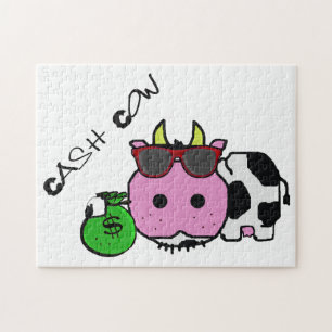 Quebra-cabeça Saco dos desenhos animados w/Money da vaca de