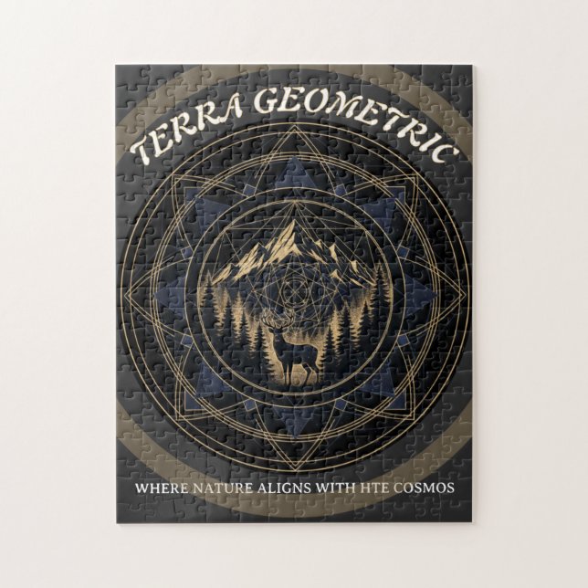 Quebra-cabeça Sacred Geometry Nature Fusion • Mountains & Forest (Vertical)