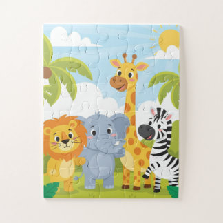 Quebra-cabeça Safari Animals Kids Puzzle | Cute Lion Elephant Gi