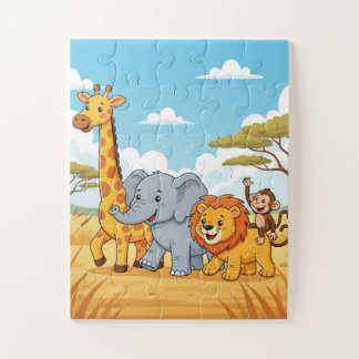 Quebra-cabeça Safari Animals Kids Puzzle | Elephant Giraffe Lion