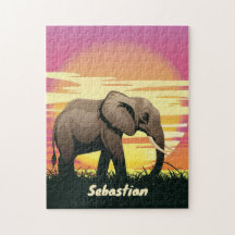 Safari Sunset Elephant Silhouette Personalizado