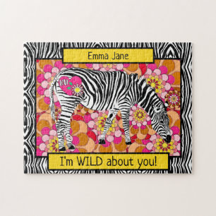 Quebra-cabeça Safari Zebra com Dia de os namorados de Coração