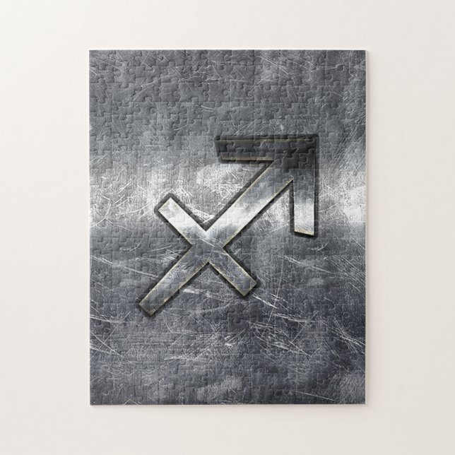 Quebra-cabeça Sagitário Zodiac Silver em Aço Vestido (Vertical)