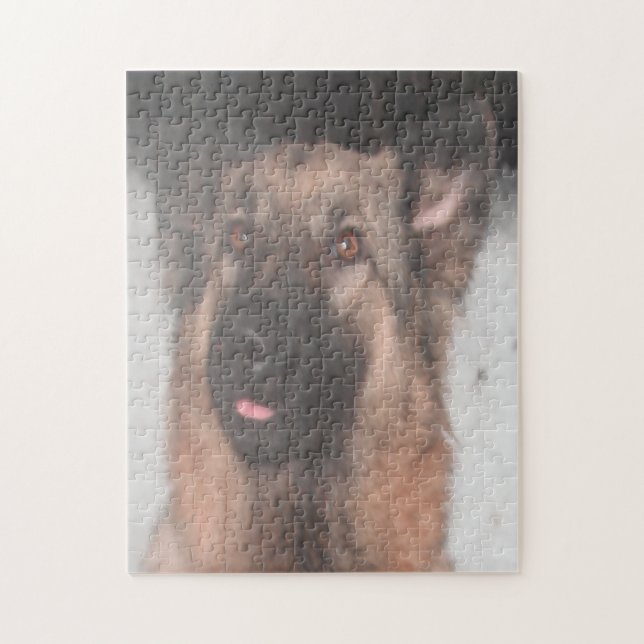 Quebra-cabeça Saída da língua de fixação do German shepherd queb (Vertical)
