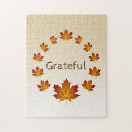 Quebra-cabeça Saída de Ação de Graças Folhas Simples Grateful Ma
