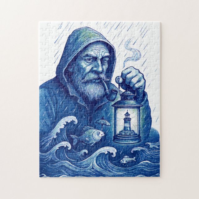 Quebra-cabeça Sailor Holding Lantern While Fish Holds Umbrella (Vertical)