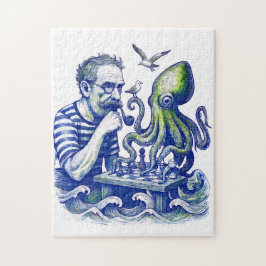 Quebra-cabeça Sailor Playing Chess With Large Curious Octopus