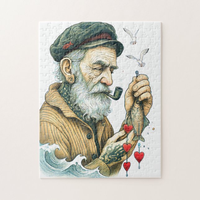 Quebra-cabeça Sailor with Pipe and small hearts (Vertical)