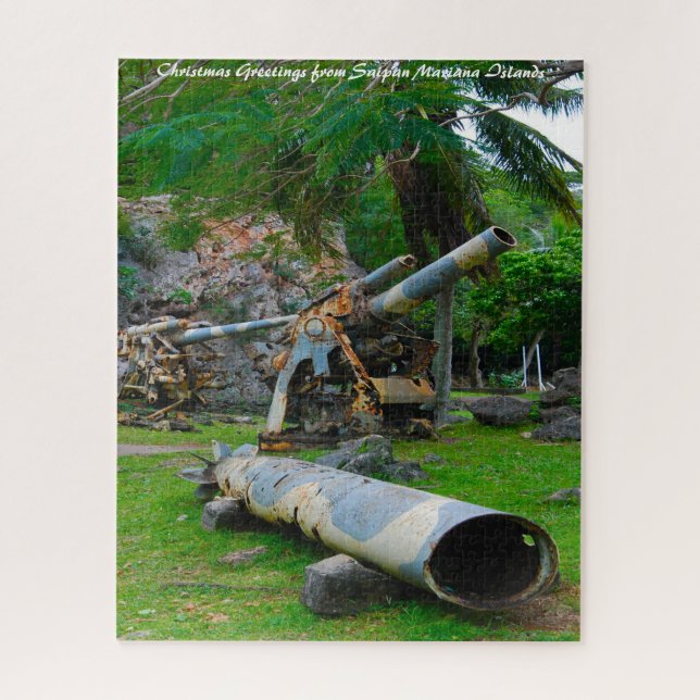 Quebra-cabeça Saipan Ilhas Marianas. Cumprimentos de Natal (Vertical)