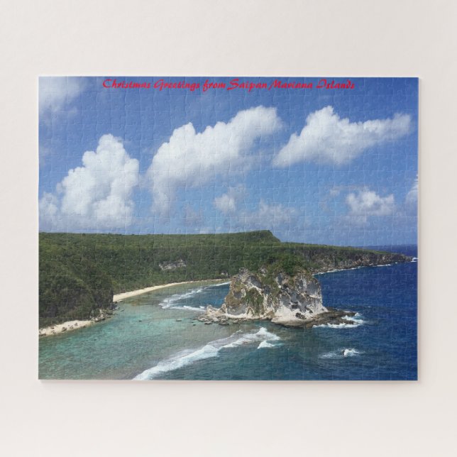 Quebra-cabeça Saipan Ilhas Marianas. Cumprimentos de Natal (Horizontal)