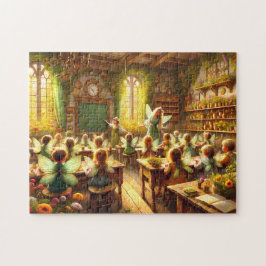 Quebra-cabeça Sala de Aula das Fadas Cena Caprichosa de Escola
