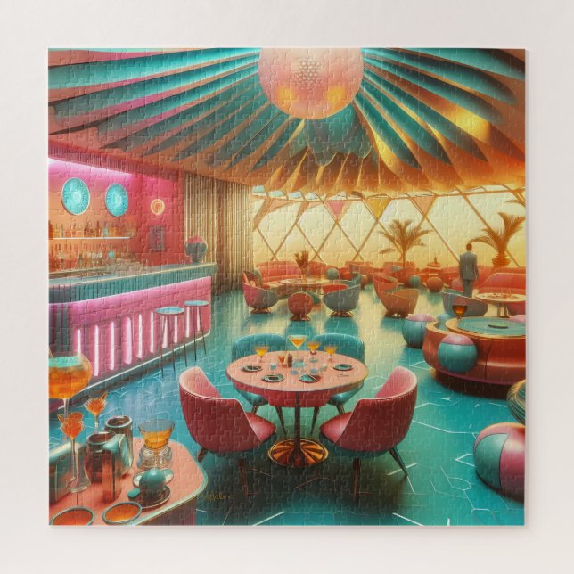 Quebra-cabeça Sala de Estar Retro Futurista Atômico da Flórida (Vertical)