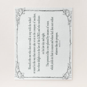 Quebra-cabeça Salm 1 Art - Abençoado, Direito, com Design Floral