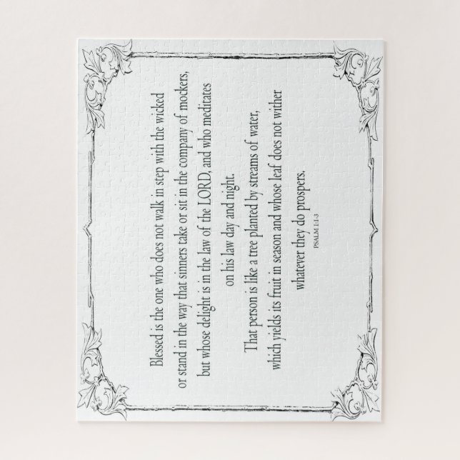 Quebra-cabeça Salm 1 Art - Abençoado, Direito, com Design Floral (Vertical)