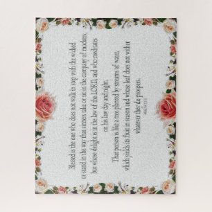 Quebra-cabeça Salm 1 Art - Abençoado, Direito, com Design Floral