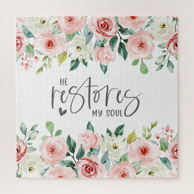 Quebra-cabeça Salm 23:3 Ele Restaura minha Bíblia de Alma Verso  (Vertical)