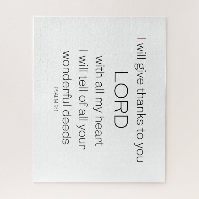 Quebra-cabeça Salm 9, vou dar-lhe obrigados, LORD. (Vertical)