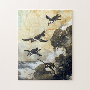 Quebra-cabeça Salto para o Mar - Pinguins Africanos, Arte Japonê
