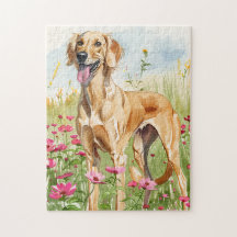 Quebra-cabeça – Saluki Aquarela Cachorro Presente