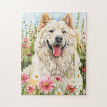 Quebra-cabeça – Samoyed Aquarela para Fãs de Cacho