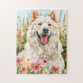 Quebra-cabeça – Samoyed Aquarela para Fãs de Cacho