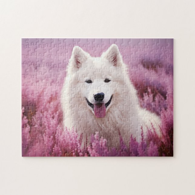 Quebra-cabeça Samoyed e Heather (Horizontal)