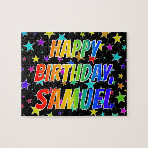Quebra-cabeça "SAMUEL" Primeiro Nome, Diversão "FELIZ ANIVERSÁRI