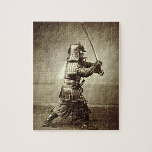 Quebra-cabeça Samurai com espada aumentada, c.1860 (impressão d