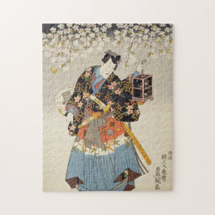 Quebra-cabeça Samurai segurando Lanterna Katana Ukiyo-e Quebra-c