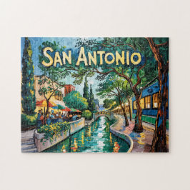 Quebra-cabeça San Antonio Texas Rio Caminhada Van Gogh Cidade Vi