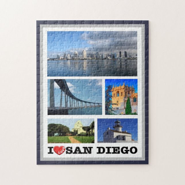 Quebra-cabeça San Diego - I Love - United States - (Vertical)