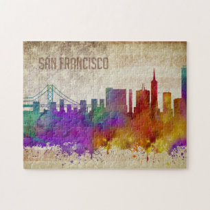 Quebra-cabeça San Francisco, skyline da cidade da aguarela de CA