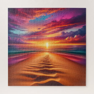 Quebra-cabeça Sandy Beach liderando um Sunset vibrante