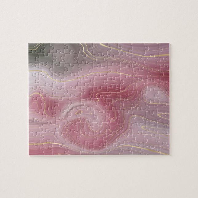 Quebra-cabeça Sangria Strata | Moody Pink e Purple Luxe Agate (Horizontal)