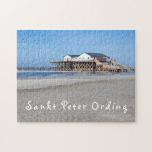 Quebra-cabeça Sankt Peter Ording House sobre fotos com texto