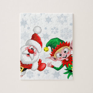 Quebra-cabeça Santa and Elf Christmas Characters Thumbs Up  