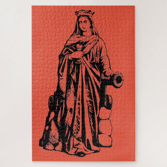 Quebra-cabeça Santa Bárbara a Grande Mártir Arte Gráfico Sagrado (Vertical)