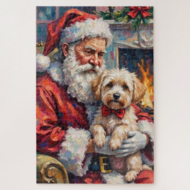 Quebra-cabeça Santa Claus Holding Maltese Christmas Art (Vertical)