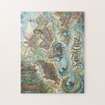 Santa Cruz Califórnia Mapa Ilustrado Mítico